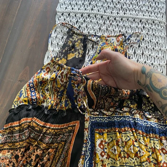 Free People Bellini patchwork slit front sleeveless blouse - Picture 6 of 9